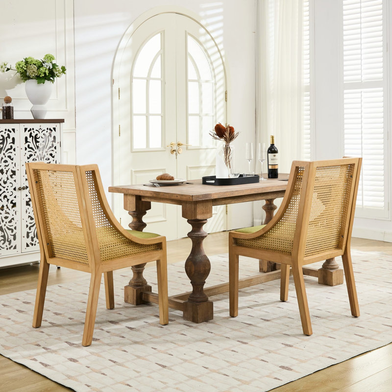 Chaise d'appoint rustique en bois d'hévéa de conception américaine avec siège en lin doux et pour plusieurs pièces