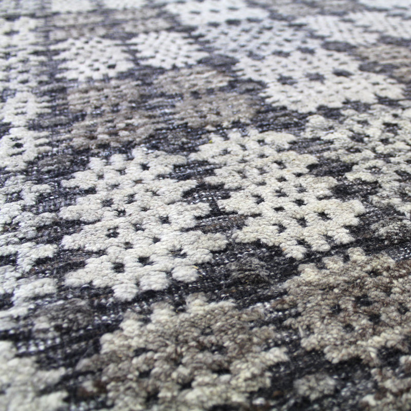 Tapis bleu tissé à la main Hashtag Bahai, Rectangle 9 pi 1 po x 11 pi 11 po