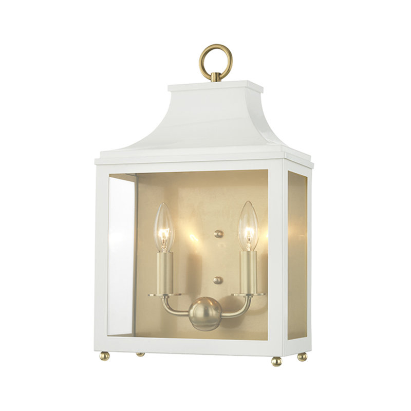 Applique murale 2 lumières Leigh, Nickel poli / blanc