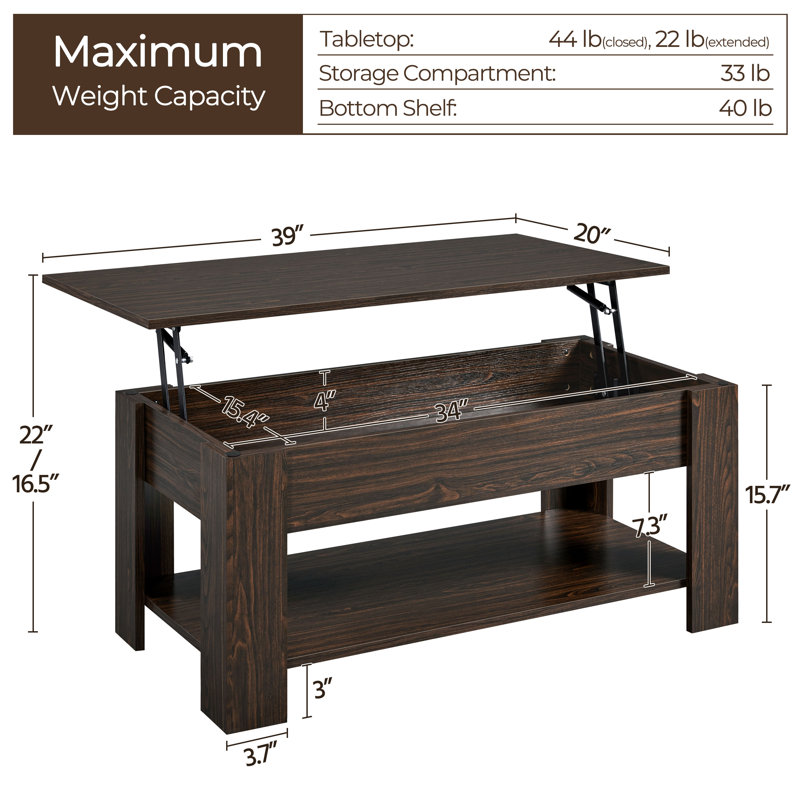Table basse à 4 pieds avec rangement Fiskeville