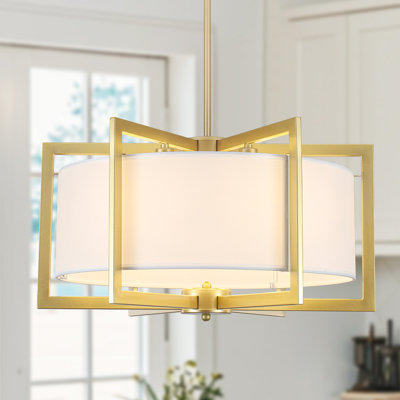 Lustre à 6 lumières avec abat-jour cylindrique à intensité variable de 21,25 po pour le salon de la cuisine