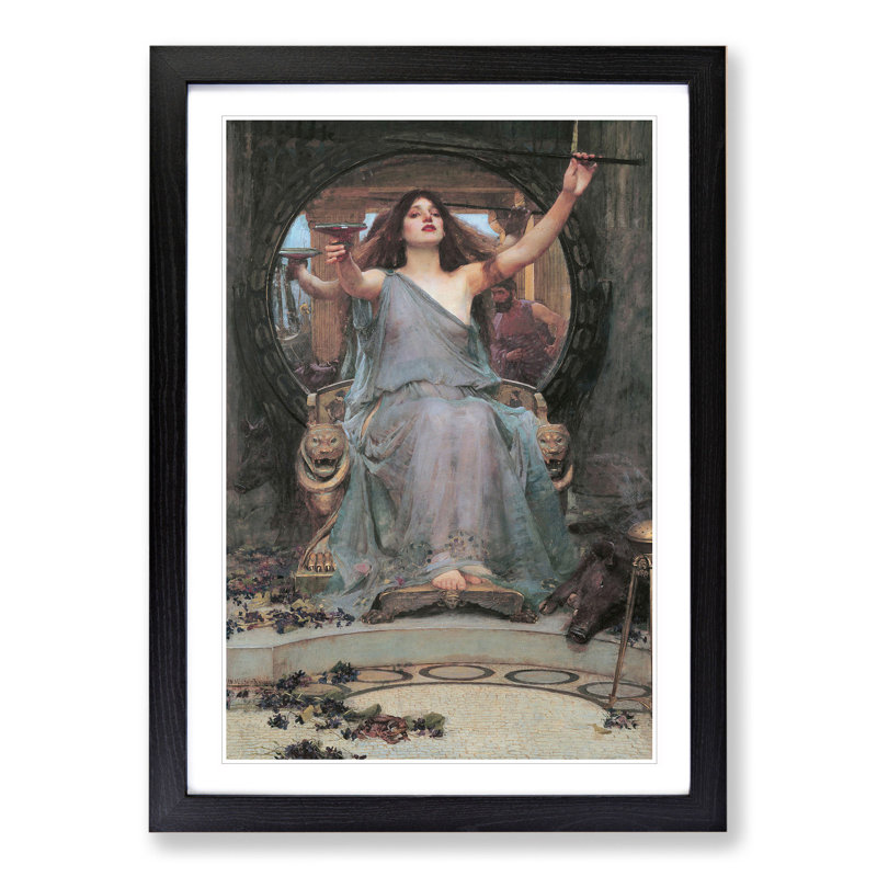 Circe Offering the Cup to Odysseus by John William Waterhouse - Framed Print, 65cm H x 48cm W x 2cm D, Black Framed