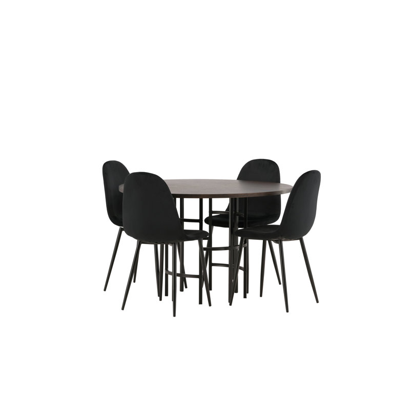 Quarles 4 - Person Dining Set, Brown, Black, Black