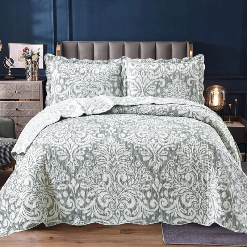 Cotton Duvet Cover Set with Pillowcases Included, Single Duvet Cover Set + 1 Standard Pillowcase, Beige Damask