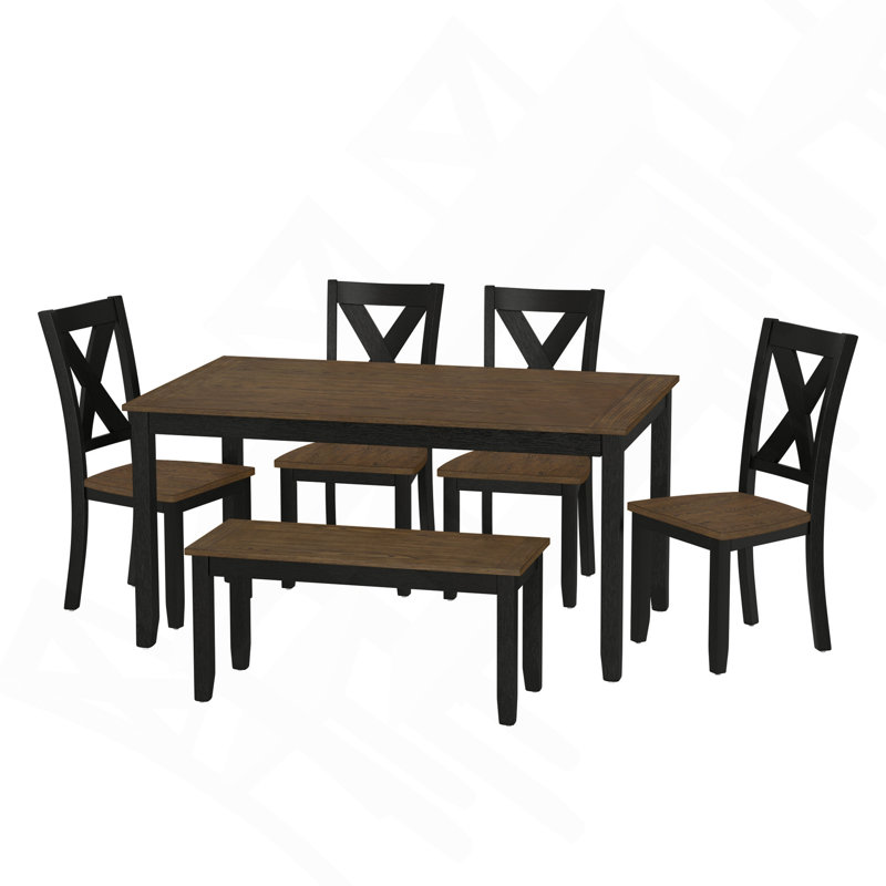 Ensemble de salle à manger 6 pièces, bois brun, meubles de salle à manger