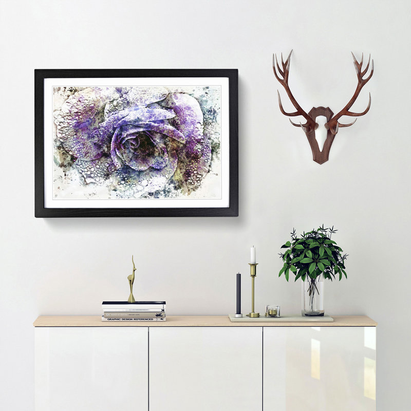 Purple Rose in Abstract - Framed Print, Black, 40cm H x 60cm W x 2cm D