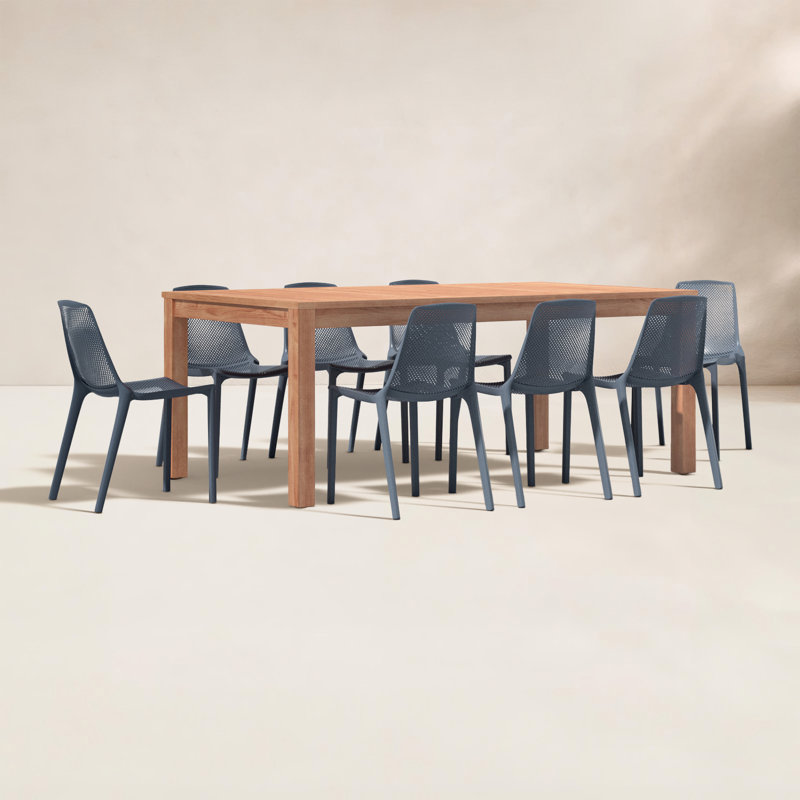 Ensemble de salle à manger long Anautica, Gris foncé