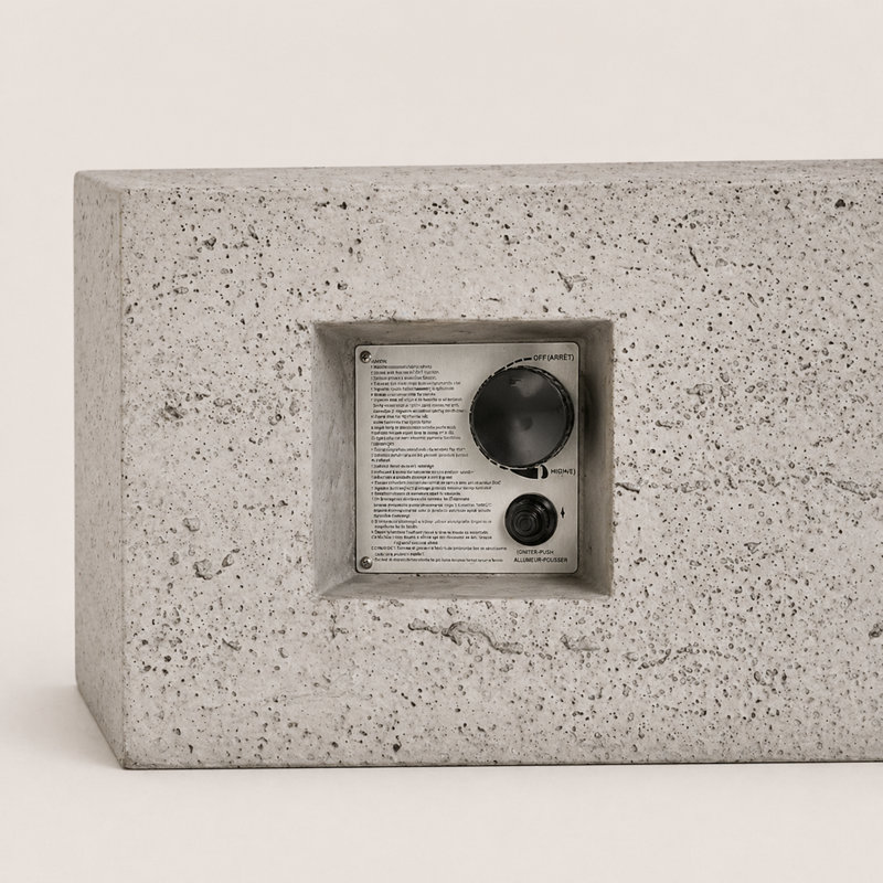 Foyer d'extérieur au gaz 40 000 BTU avec flamme réglable, boyau et couvercle, Gris