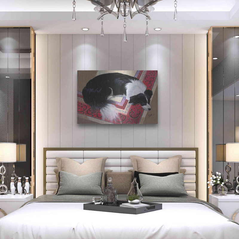 «Chien sur un tapis» par Durwood Coffey, H 24 po x l 36 po