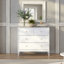 Table de chevet crème à 4 tiroirs avec rangement, commode de chambre à coucher minimaliste moderne