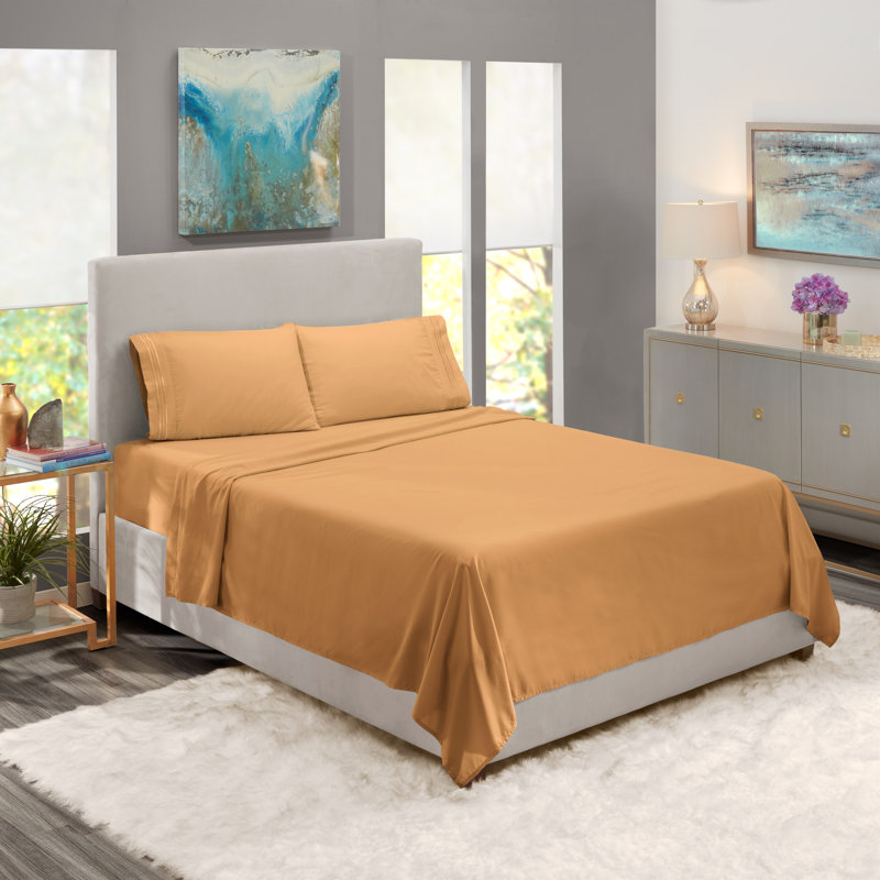  Ensemble de draps double brossé de luxe pour hôtel avec draps et taies d'oreiller très doux, Drap pour lit simple