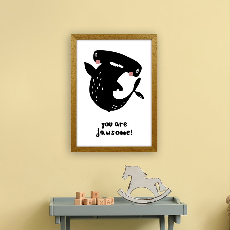 Shark by Miniofmine - Print, Brown Framed, 46cm H x 34cm W x 3cm D