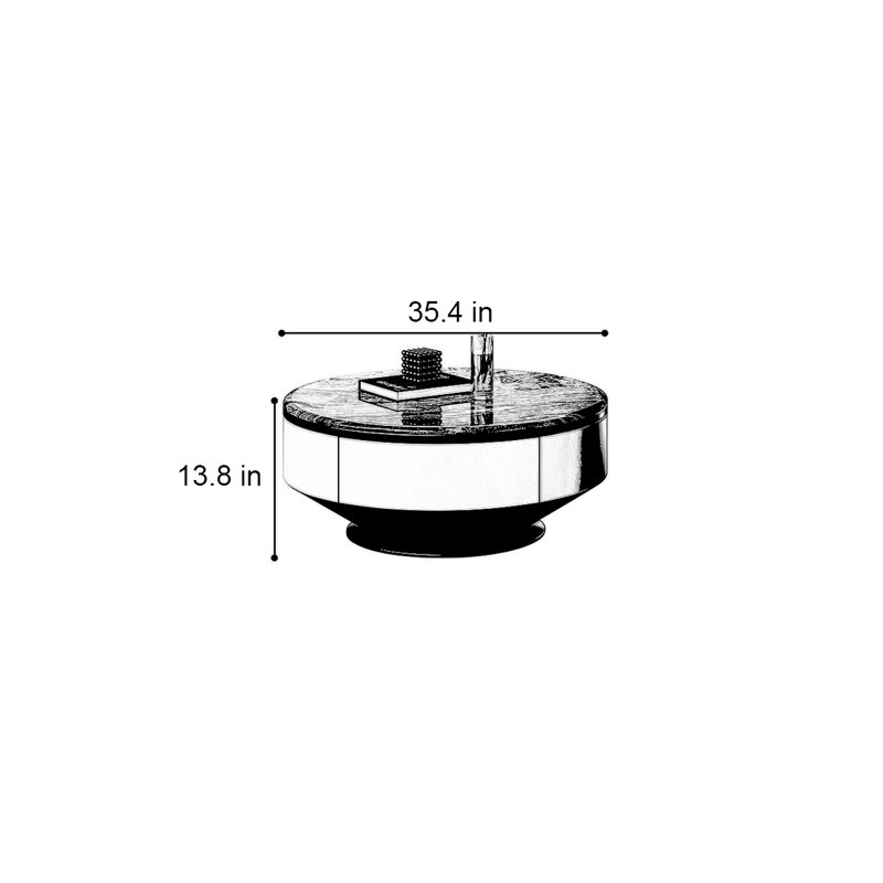 Round microcrystalline stone coffee table, 13.8" H x 35.4" L x 35.4" W