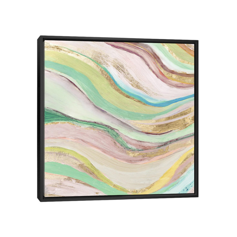 « pastels vagues i », impression sur toile, H 18 po x l 18 po x P 1,5 po, Toile avec cadre noir