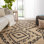 Tapis beige / noir en jute tissé à plat à la main Louie Southwestern