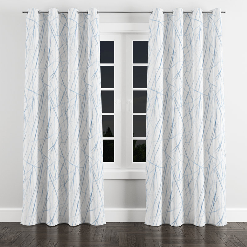 Rideaux modernes pour chambre à coucher - Rideau à œillets Abstract Breeze Lines - 1 panneau, L 52 po x L 90 po