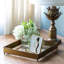 Brass/Clear Glass/Brass Square Serving Decorative Tray