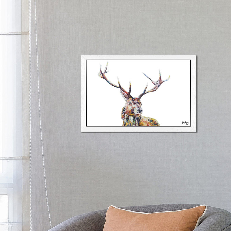 Hamish by Becksy - Floater Frame Painting on Canvas, 101.6 cm H x 66.04 cm W, White Framed