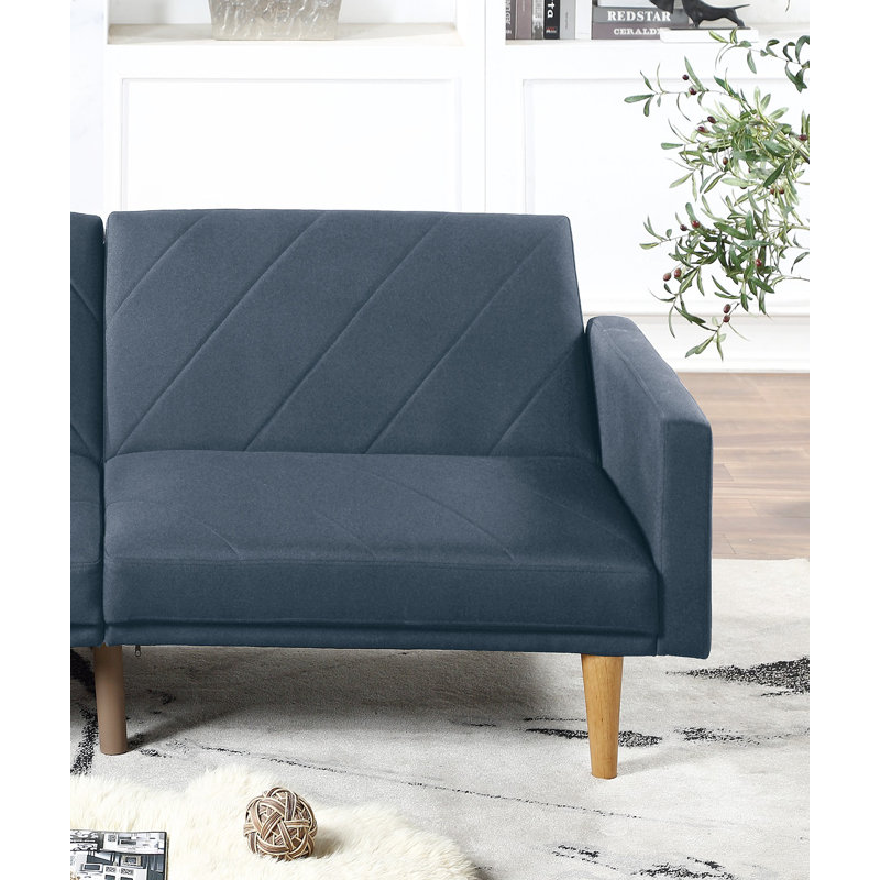 Chrisman Twin 80'' Upholstered Convertible Sofa, Blue Gray