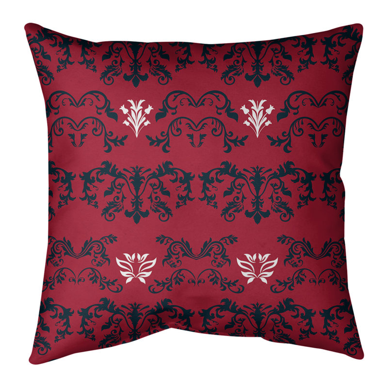 Housse de coussin Houston Football Baroque, Simili daim, Cramoisi / noir / blanc, 14 po x 14 po