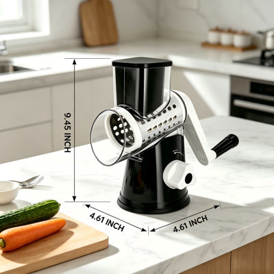 Rotary Cheese Grater Manual Cheese Grater with Handle and 3 Drum Blades Cheese Shredder Included