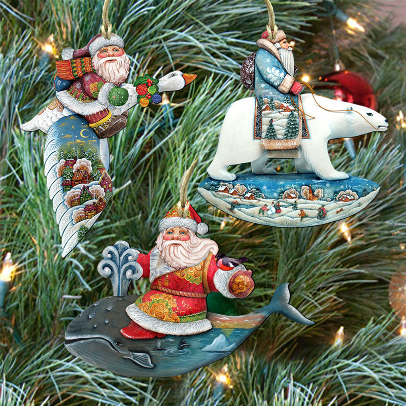 5'' Handmade Wood Holiday Shaped Ornament
