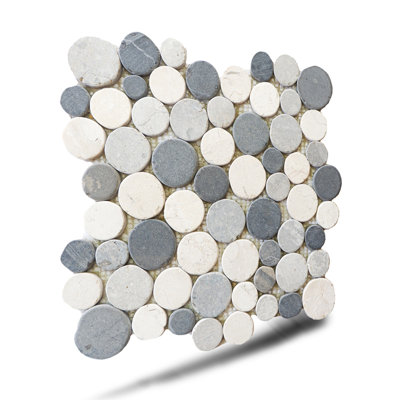 Carreau de mosaïque rond en pierre naturelle 12 po x 12 po Nevada
