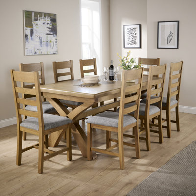 Ciro 2.3m Extending Dining Table & Oak Set 6 Slatted Back Chairs