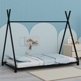 Metal House Platform Bed With Triangle Structure