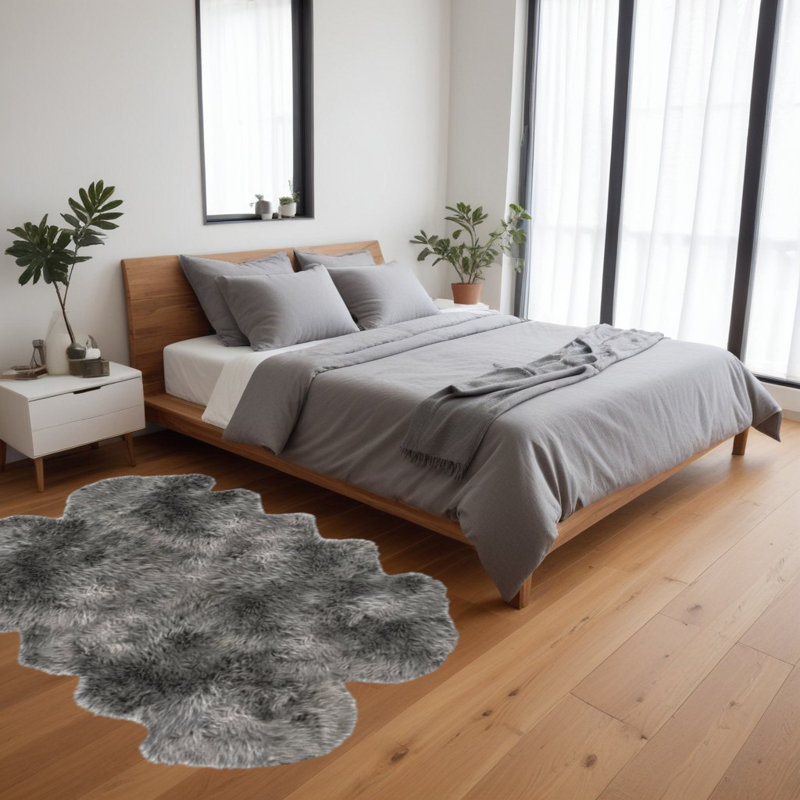 Tapis gris en peau de mouton Chatterton, Nouveauté 4 pi x 6 pi