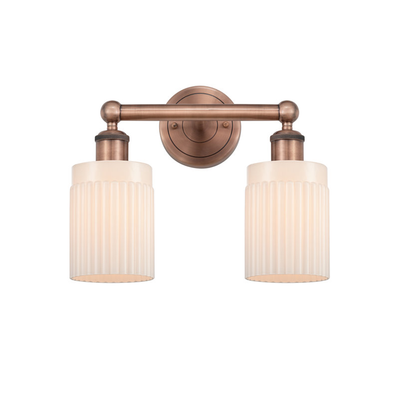 Kamena 13.5" W 2-Light Dimmable Vanity Light, Matte White, Antique Copper