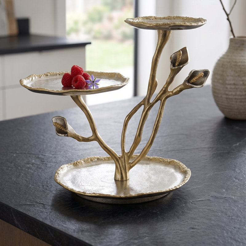 Support décoratif à 3 niveaux en aluminium et doré Calla Lily