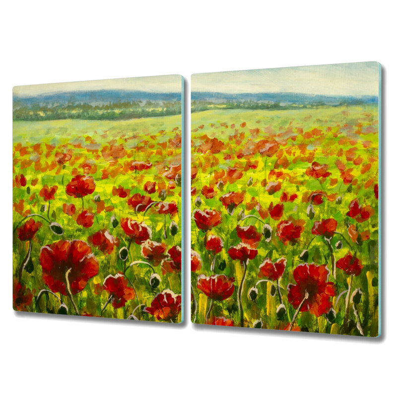Stewarton Poppies Beautiful Meadow Chopping Board, 30cm L x 52cm W