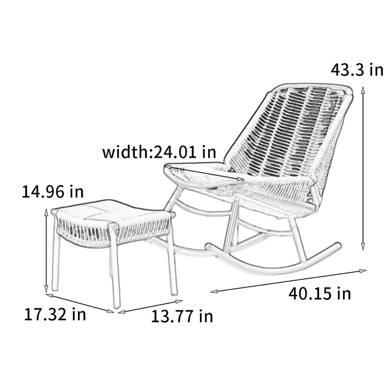 Chaise berçante en corde PE, Brun / blanc cassé