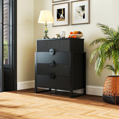 Commode 4 tiroirs cannelée Ebern Designs