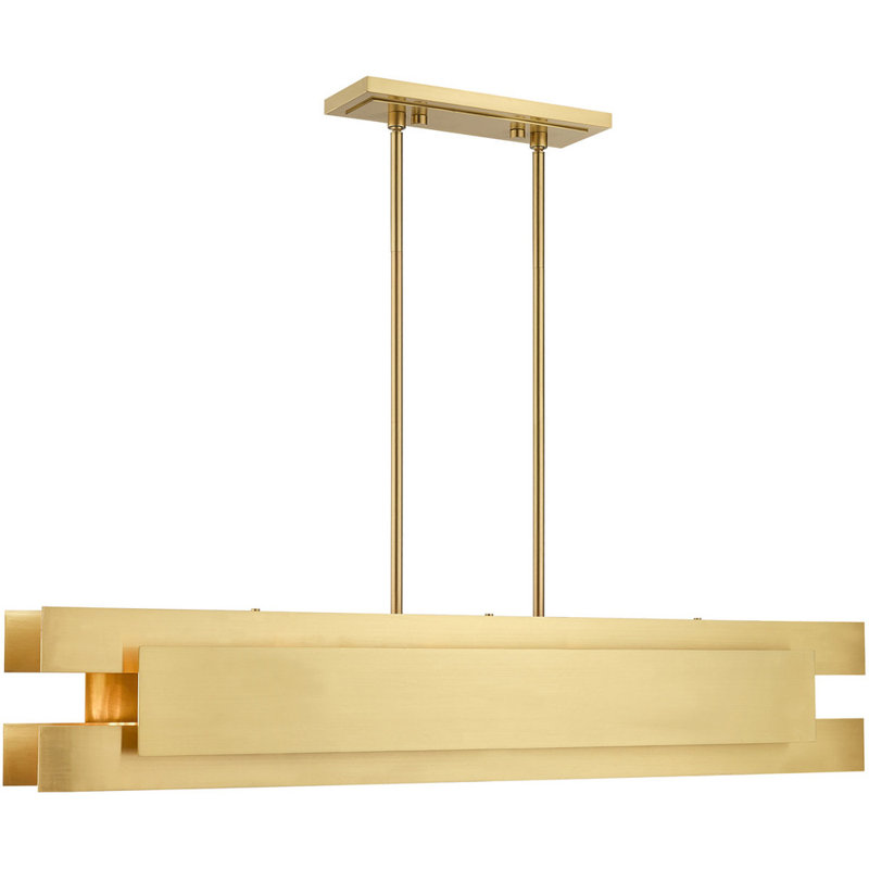 Luminaire suspendu linéaire à 5 lumières, Laiton satiné