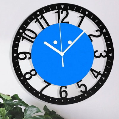 10" Round Iron Wall Clock with Silent Quartz Movement, Arabic Numerals, UV-Printed Design