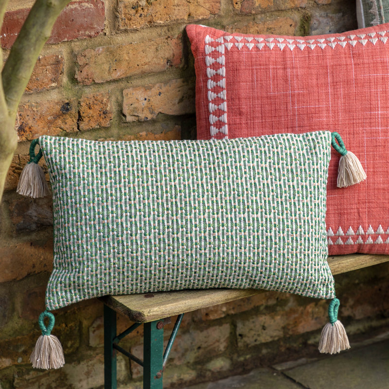 Isla Woven Green Square Throw Cushion