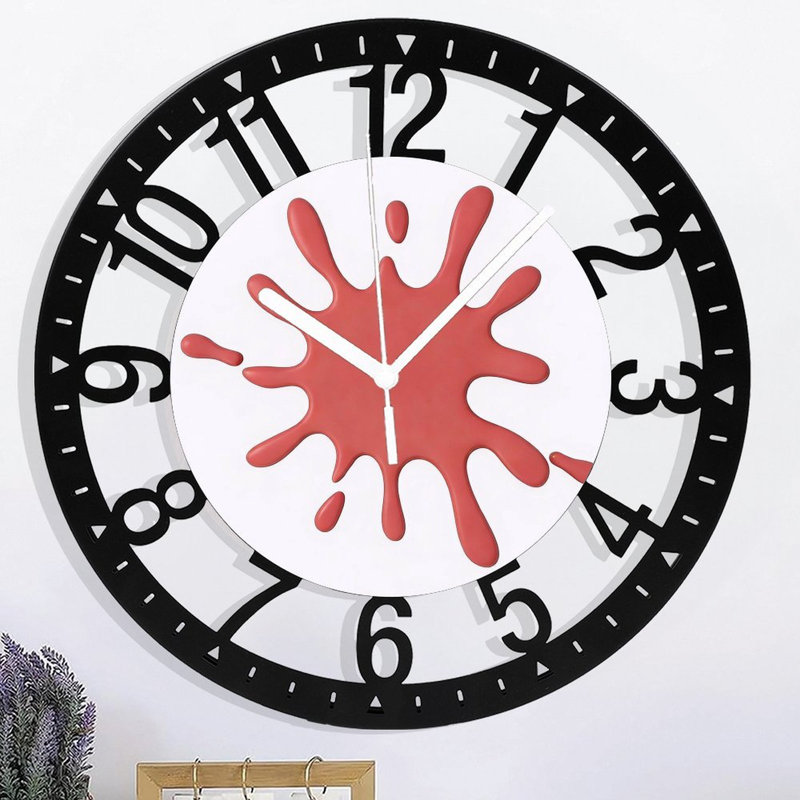 Horloge murale ronde en fer 10 po avec mouvement à quartz silencieux, chiffres arabes, impression UV, Rose