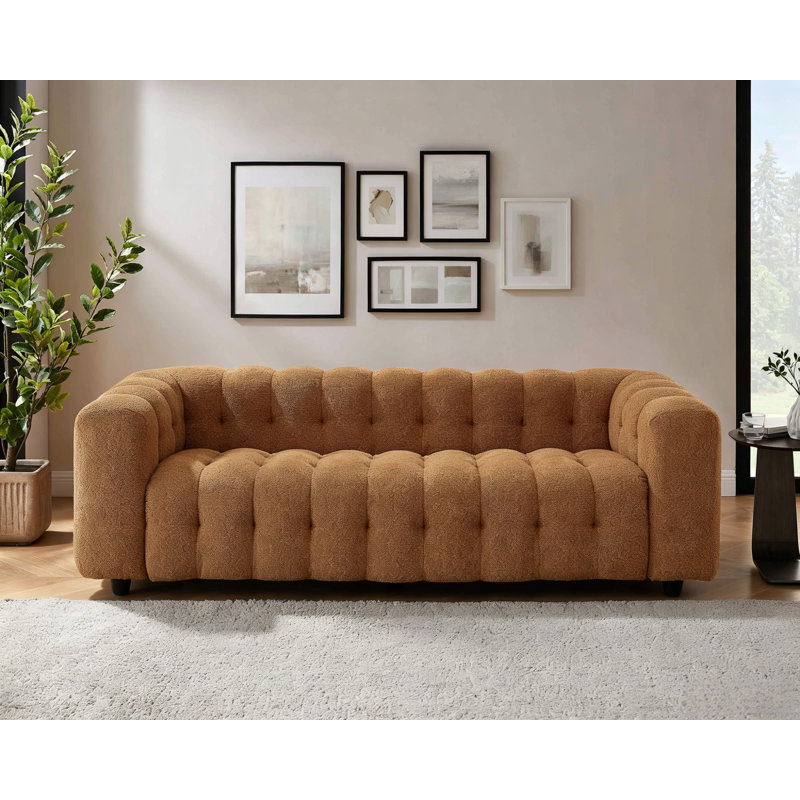 Lavance 89.4" W Tufted Bouclé Sofa, Rust