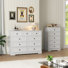 2-Piece Vintage Bedroom Set: 9-Drawer Wide Dresser & 5-Drawer Tall Chest, Wood Grain
