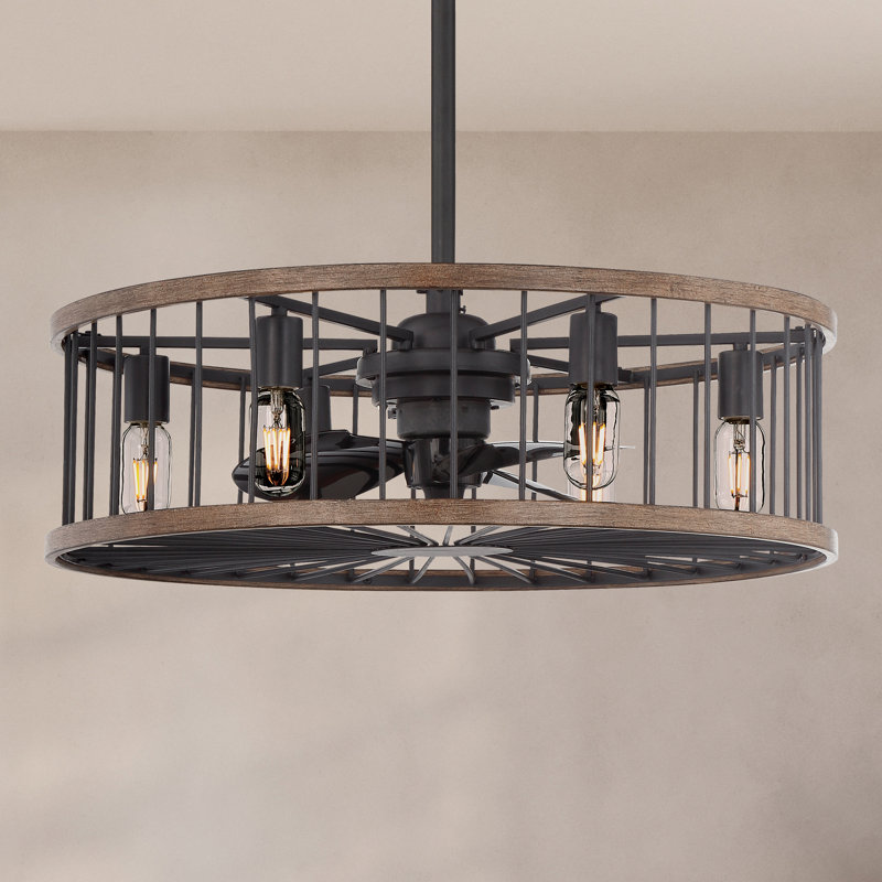 Marti 26" 6-Light Fandelier in Sapele with Remote Control