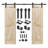 Paneled Wood Unfinished Double Barn Door with Installation Hardware Kit-57296037