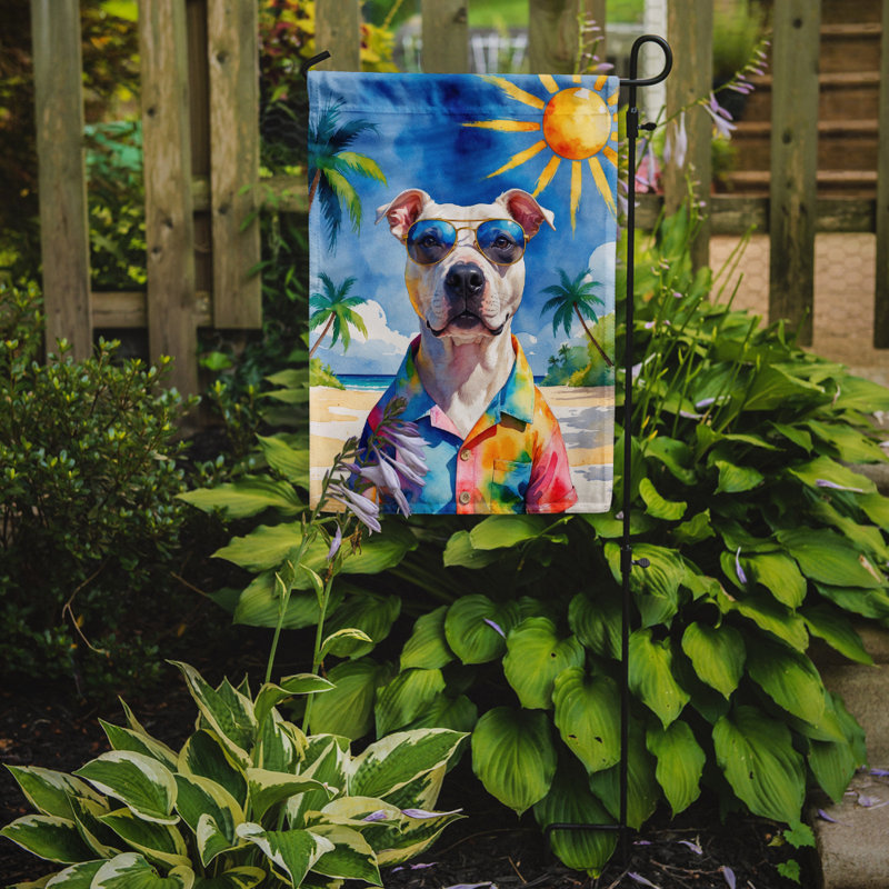Bouvier bernois avec drapeau de jardin, Pit Bull Terrier