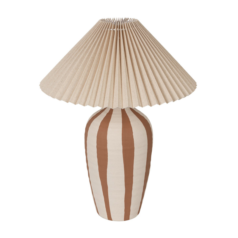 Stoneware Table Lamp with Pleated Shade