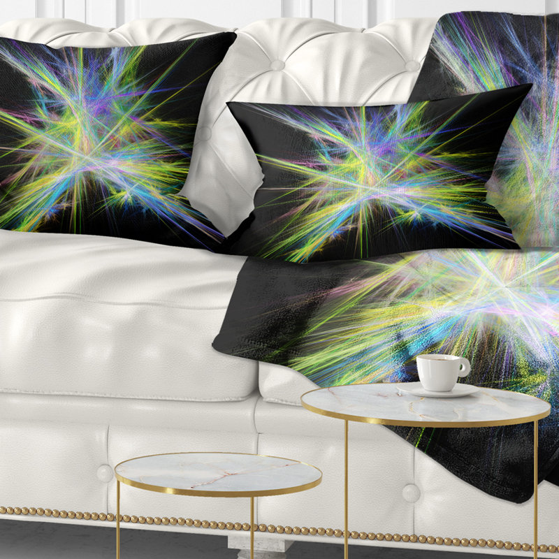 Coussin décoratif jaune à motif de chaos multicolores - jaune