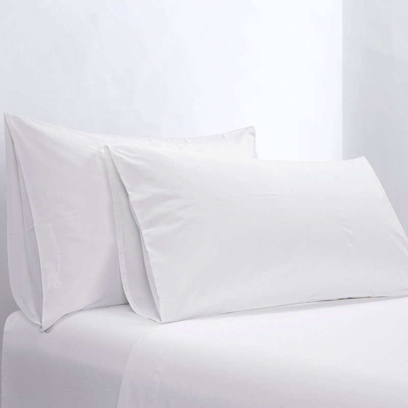 Ensemble de draps en satin de coton à densité de tissage 350 fils Vesper, Drap-housse pour très grand lit avec taie d'oreil