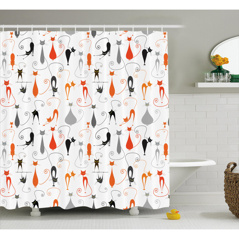 Rideau de douche simple color chats friends Everly, L 69 po x L 70 po