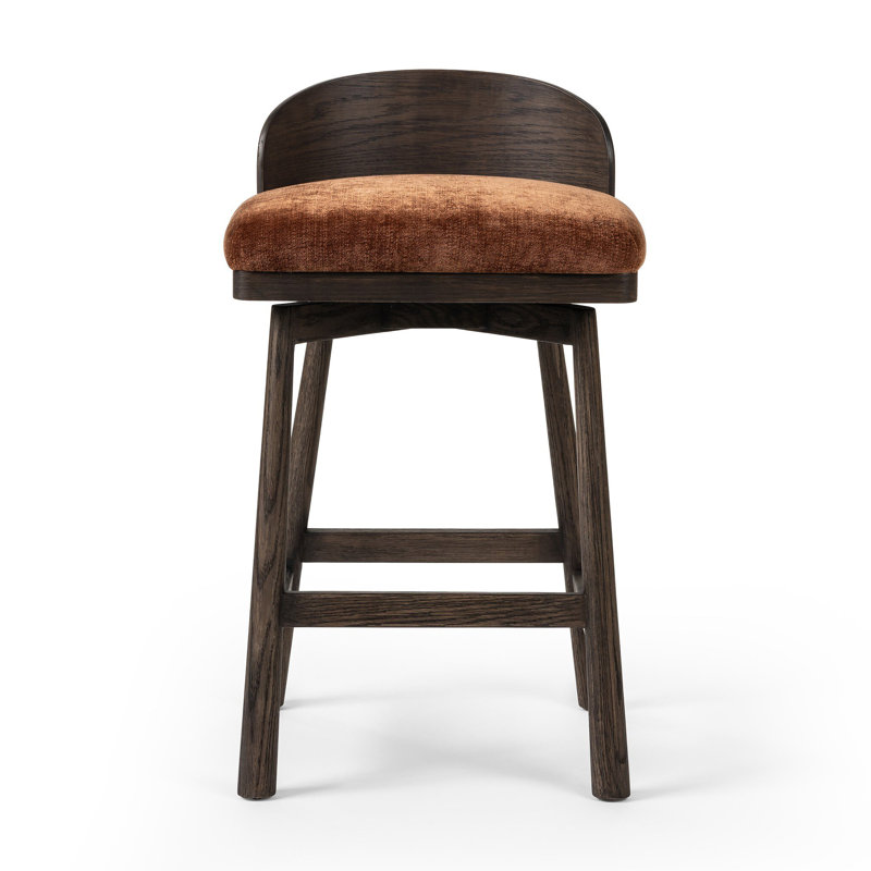Cloris Swivel Stool-Altair Sienna-Counter & Bar, Counter Stool (26.97" Seat Height), Altair Sienna Polyester, Warm Oak