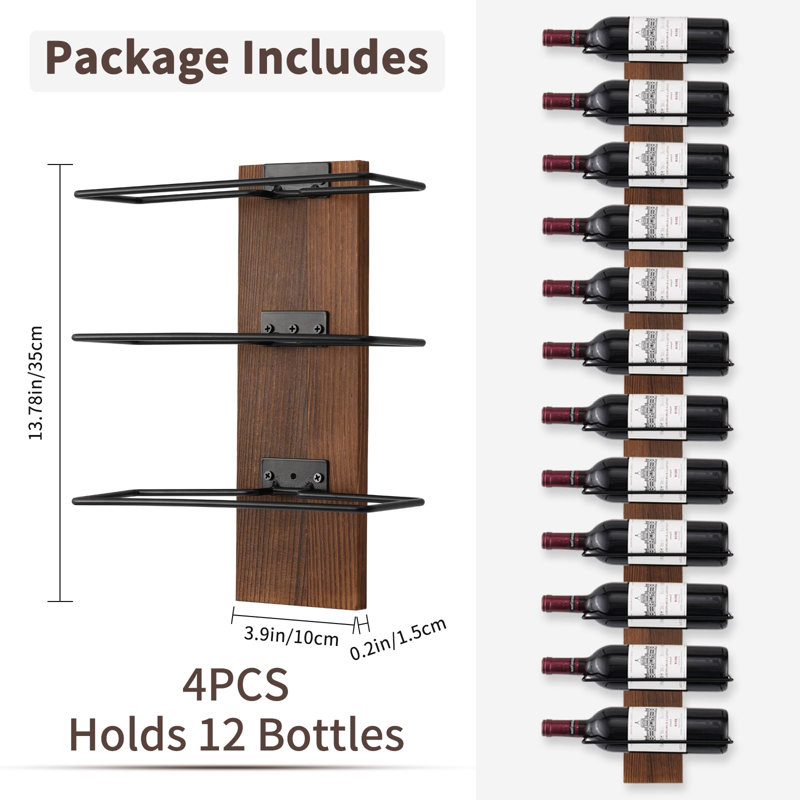 Beki 12 Bottle Wall Mounted Wine Bottle Rack Brown